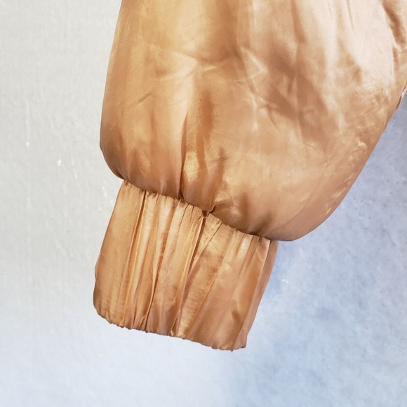 MinkPink Hooded Puffer Jacket Women XS Full Zip Long Sleeve Pockets Gold - Picture 7 of 15